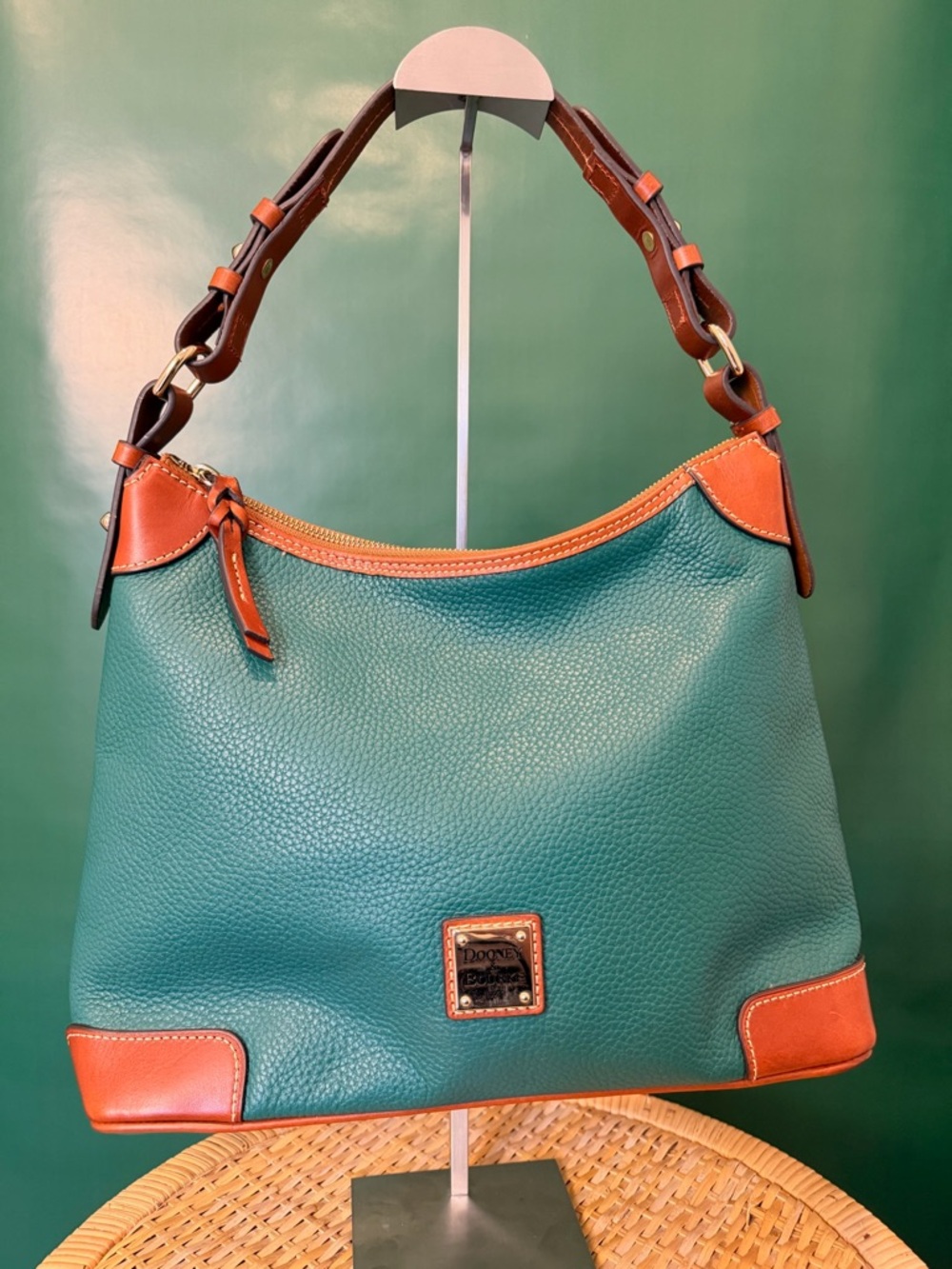 Dooney & Bourke Pebble Grain Hobo in Forest